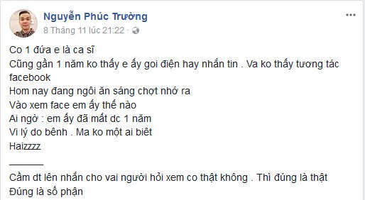 Ca si Viet chet 1 nam khong dong nghiep nao biet va ly do soc